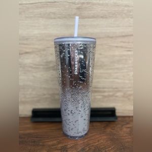 Starbucks 2022 Holiday Glitter Silver Mirror & White Gradient Tumbler
